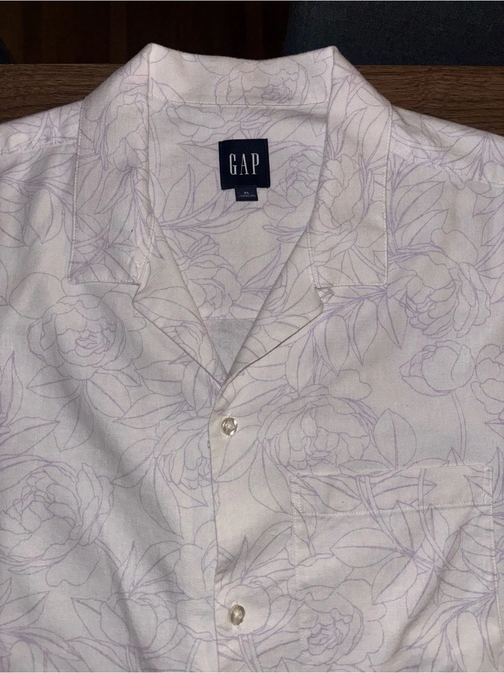 Gap Men's Short Sleeve Button-Up Linen Shirt White Size XL - Picture 6 of 16